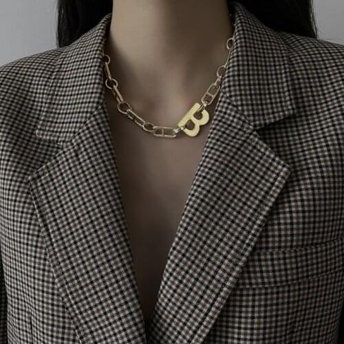 Letter B Pendant Chokers For Women Statement Thick Chain Necklace Earring Punk Collar Gold Color Letter B Earrings Bracelets