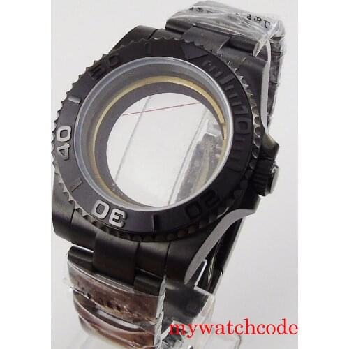40mm BLIGER Black PVD Plated Stainless Steel Watch Case Sapphire Glass Fit NH35 NH36 MIYOTA 8215 ETA 2836 Automatic Movement