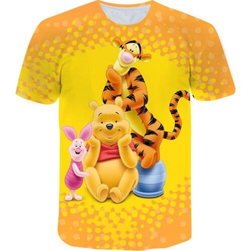 New Disney Winnie The Pooh Tshirt Kids Boys Girls Top Cute T Shirt Childrens Clothes Fashion Digital Printing Short Sleeve Tees