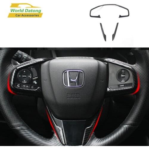 For Honda Civic 10th 2016 2017 2018 Car Interior Steering Wheel Sequins Carbon Fiber ABS Protect Stickers