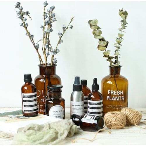 INS Nordic Style Retro Transparent Brown Aesop Bottle Vase Desktop Photography Accessories Studio Photo Backdrop DIY Ornament