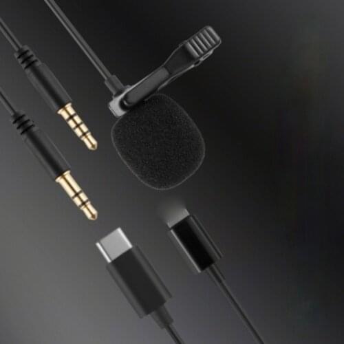 Mini Microphone Condenser Clip-on Lapel Lavalier Wired Mic for iPhone Type C Android Phone PC Camera Tablet Computer Laptop