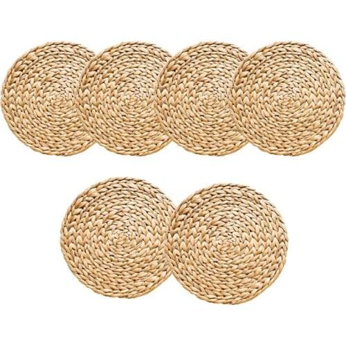 Round Woven Placemats for Dining Table, 11.8 Inch Straw Braided Placemat, Heat Resistant Non-Slip Weave Placemats