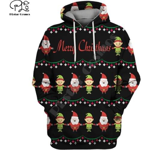 Men Women Merry Christmas Costumes Print 3D Hoodies Funny Santa Claus cosplay Gift Sweatshirt zipper jacket pullover