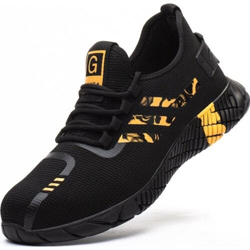 2021 New Breathable Men Safety Shoes Steel Toe Non-Slip Work Boots Indestructible Shoes Puncture-Proof Work Sneakers Men