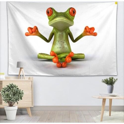 Funny Frog Animal Wall Tapestry Custom Your Pattern Yoga Office Sofa Tapestry Bedspread For Kids Room College Dorm Decoration