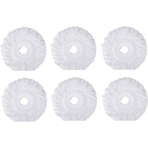 New 6Pcs 360° Spin Mop Replacement Head, Round Shape Microfiber Standard Size Mop Head Refill for Hurricane Mopnado