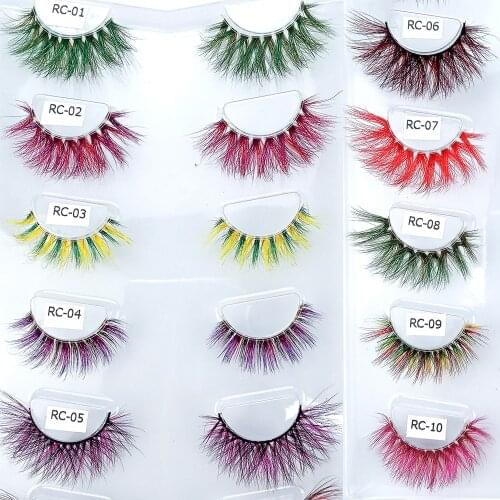 NEW 1Pairs Multi Color 3D 5D Real Mink Halloween Dramatic False Colored Eyelashes Natural Long Fluffy Makeup Party Fake Eye Lash