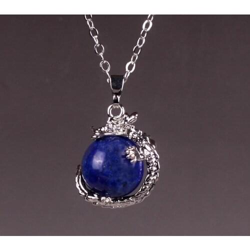 Wholesale 24pcs/lot Lapis lazuli Onyx Natural Stone Dragon Snake Pendant Round Ball Crystal Pendant Charm Pendulum Free Shipping
