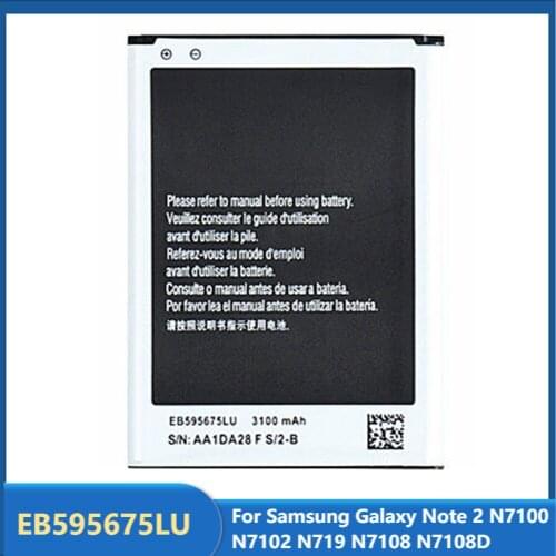 Original Phone Battery EB595675LU For Samsung Galaxy Note 2 N7100 N7102 N719 N7108 N7108D Replacement Batteries 3100mAh
