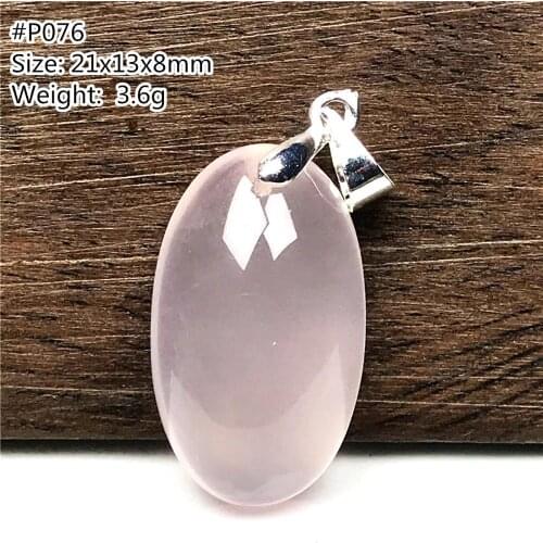 Genuine Natural Mozambique Rose Quartz Pendant Jewelry For Women Man 21x13x8mm Pink Beads Silver Oval Crystal Gemstone AAAAA