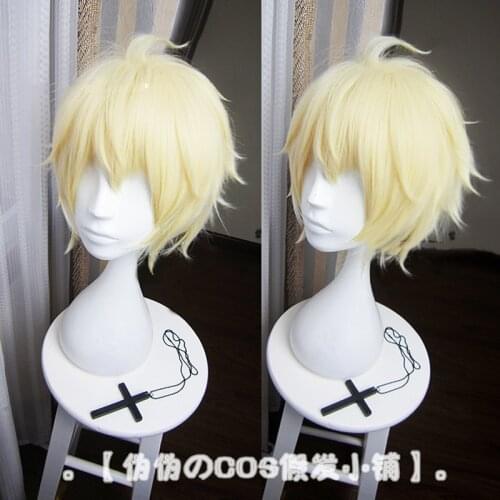 Mikaela Hyakuya Cosplay Seraph Of The End Cosplay Short Light Blond Wig Cosplay Anime Cosplay Wigs Heat Resistant Synthetic Wigs