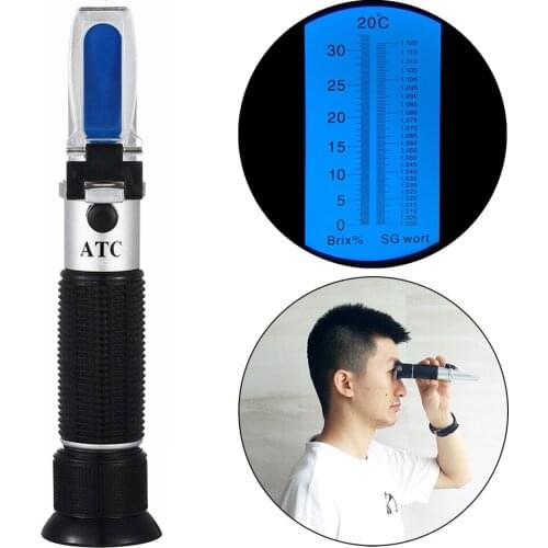 2In1 0-32% Black Brix & Beer Sugar Wine Wort SG Refractometer with Mini Screw Driver Support Manual Focusing and Pipet