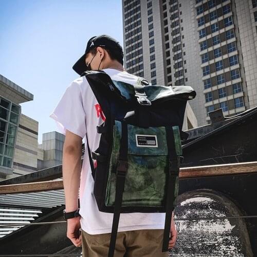 Unisex Street Style Backpack 2019 Fashionable Oxford HipHop Mens Streetwear Backpack Big Korean Vintage Travel Backpack Package