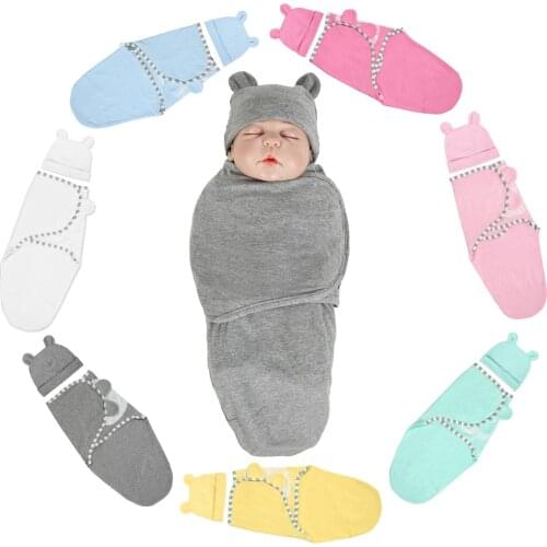 7 colors Babies Sleeping bags Newborn Baby Blanket Swaddle Solid Sleeping Bag Sleep Sack Stroller Wrap+Hat New Born Set#g4