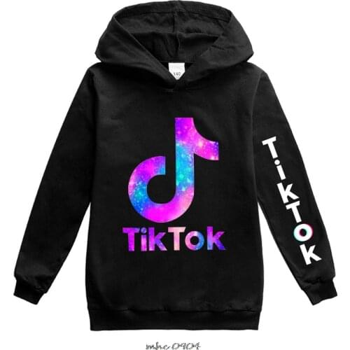 Tik Tok Print Hoodies Boys Girls Long Sleeve Hooded Sweatshirts For 2-16 Years Childrens Hoodies Streetwear Harajuku Clothes