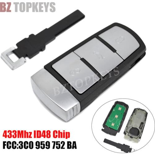 V0010 Smart remote key 434Mhz ID48Chip 3button 3C0 959 752 BA for VW Magotan CC Passat Key