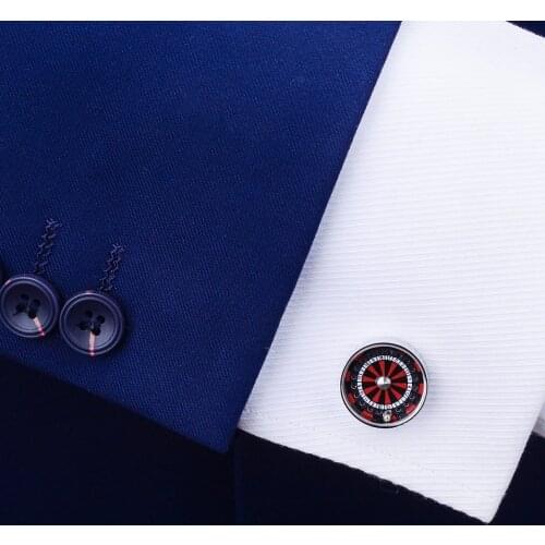 SAVOYSHI High Quality Novelty Movable Russian Roulette Shirt Cufflinks Mens Cuff buttons Round Turntable Cuff links Gift Jewelry
