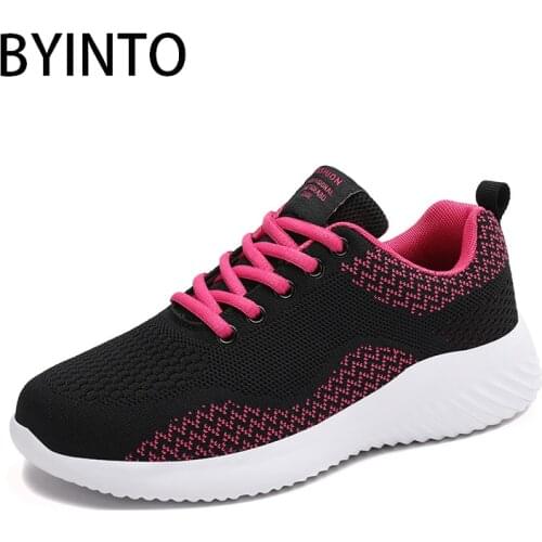 Big Size 35-42 Women Tennis Shoes Light Breathable Fly Weaving Sneakers Fitness Female Walking Jogging Sport Shoe Tenis Feminino