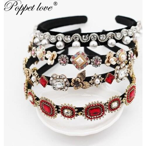 2019 Colorful Rhinestone Flower Leaf Hair Hoop Headband summer Hairband for Women Girls Bezel Hair Band Hair Accessorie