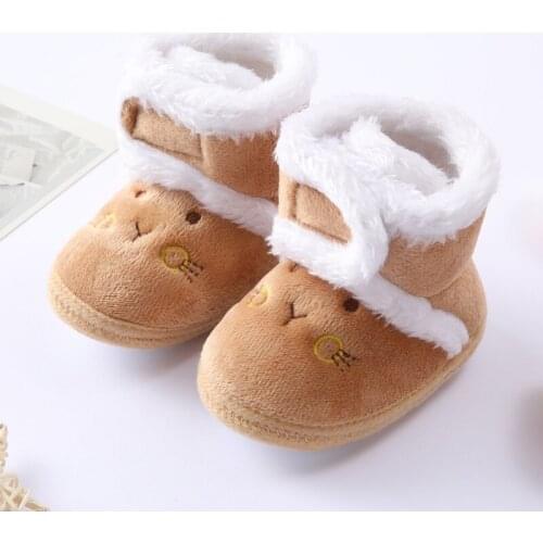 Winter Newborn Baby Girl Boy Polka Dot Cute Cartoon Cotton Shoes Soft Sole Plus Velvet Warm Boots Toddler Infant Walking Shoes
