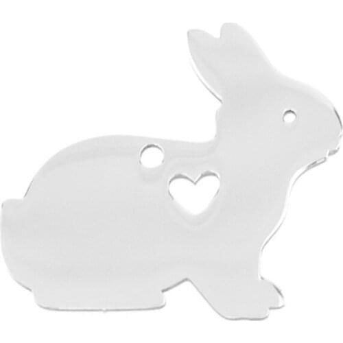 100% Stainless Steel Heart Rabbit Style Charm Pendant For Jewelry Making Engrave Blank Metal Tag Mirror Polished Wholesale 50pcs