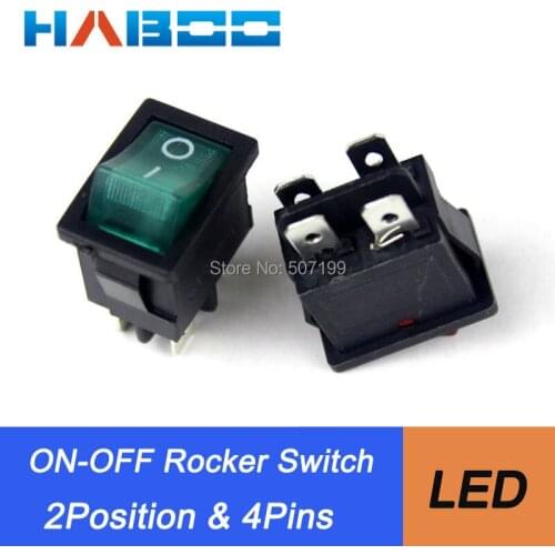 100PCS/LOT kcd1 household appliance light rocker switch 4pins 2positions on off led automation 6A 250V T85 mini boat switch