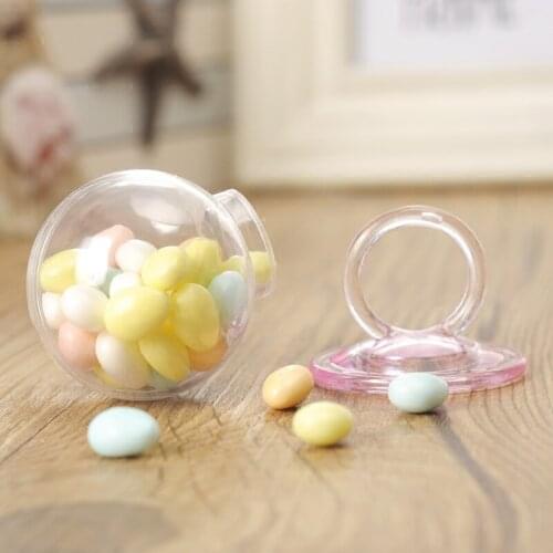 12pcs/ lot Transparent plastic pacifier candy box wedding candy box birthday gift