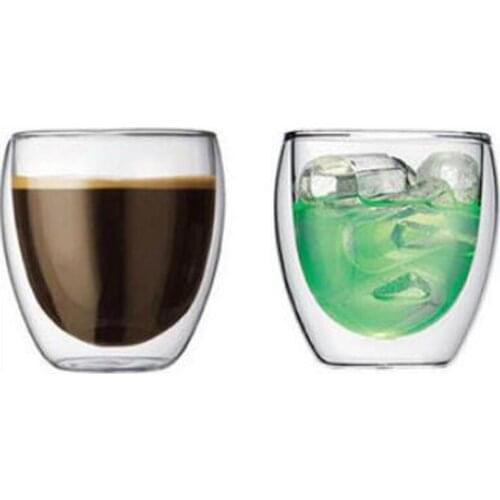 2Pieces 250ml Double wall Heat Insulated Glass Coffee Mug Novelty Daily Drinkware Juice Water Tea Cup Wholesale gadget