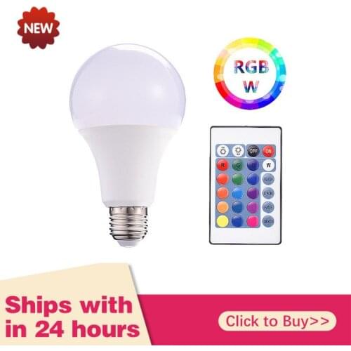 2021 85-265V E27 RGB LED Bulb Lights 3W 5W 10W 15W Change Dimmable Colorful RGB LED Lamp Home Party Decor Warm White Hot Sales