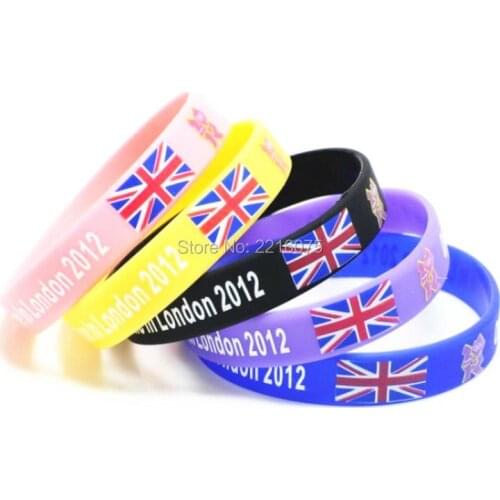 300pcs Flag World Cup LONDON UK wristband silicone bracelets free shipping by DHL express