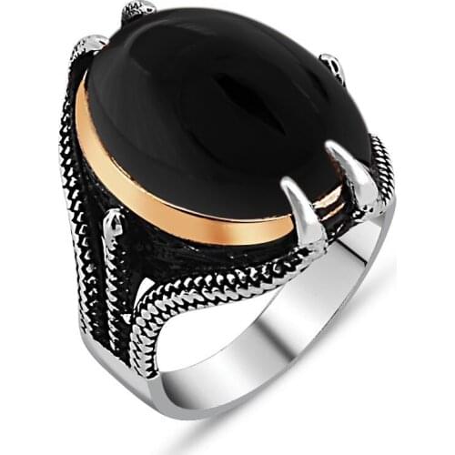 925 sterling Silver Clawed Onyx Gemstone Ring