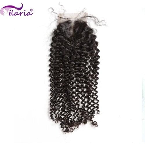 ILARIA Brazilian Kinky Curly Lace Closure With Baby Hair 4x4 100% Curly Human Hair Top Closure Middle Part Free Part 3 Part