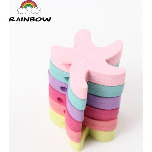 Mixed Colors Starfish Shape Wooden Material Spacer Beads Cartoon For Jewelry Making Baby Accessories 17mm 50pcs