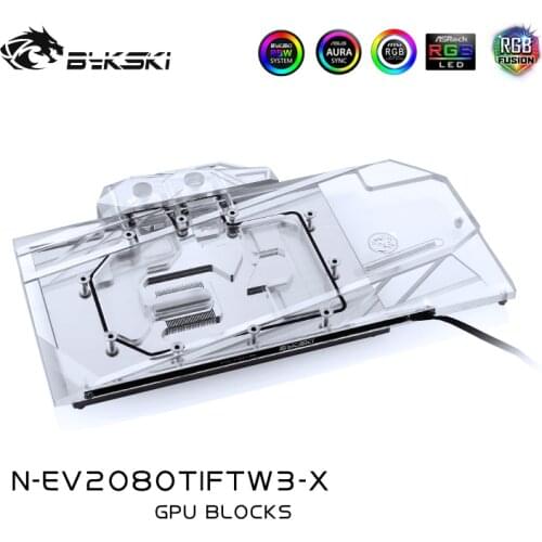 Bykski Water Block use for EVGA RTX2080TI FTW3 Ultra-Gaming/EVGA RTX2080TI FTW3/Full Cover Copper Radiator Block/A-RGB/RGB Light