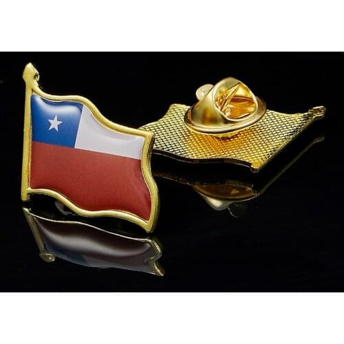 Chile Hard Countries Waving Embossed Flag Metal Lapel Pin Fashion Jewelry