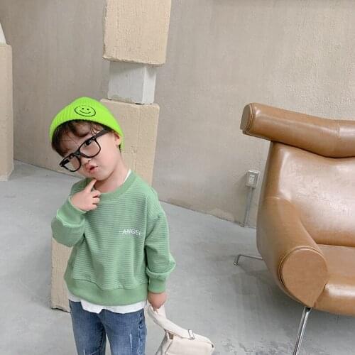 Boy Kids Sweatshirt 2020 Autumn Baby Boys Loose Casual Striped Hoodies Korean Fake Two Sweatshirt for Little Boy Toddler Clothes