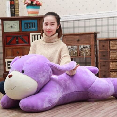 Fancytrader Big Pop Anime Lying Dog Plush Toy Cuddly Soft Stuffed Giant Purple White Dog Animals Pillow Doll 120cm 47inch