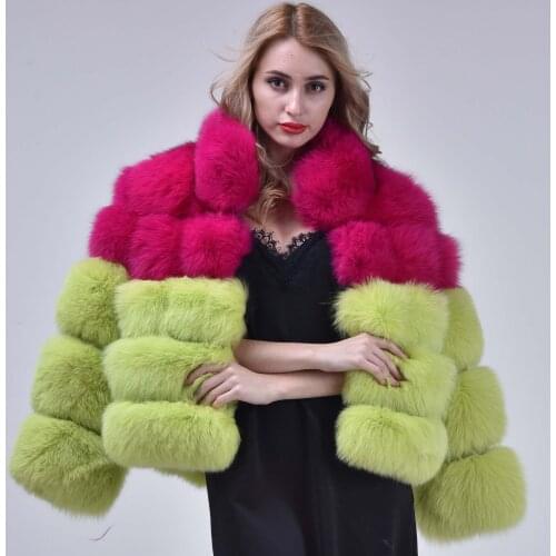 JANEFUR fox fur Coat Natural Fox Fur Coats Winter Sleeves Warm Clothing Warm Coat