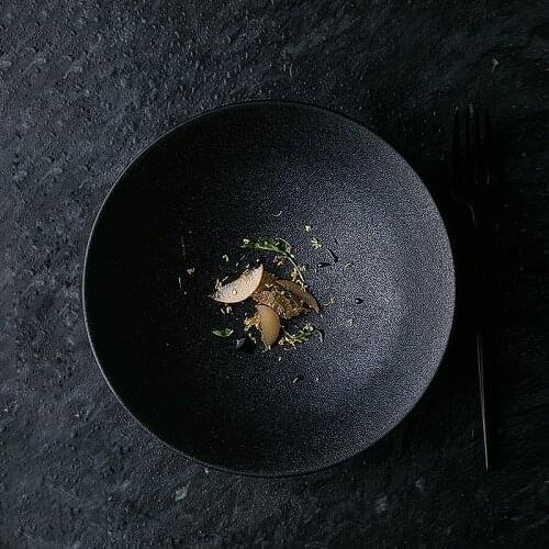 Ceramic Porcelain Black Color Salad Fruits Food Bowl Noodle Bowl Tableware
