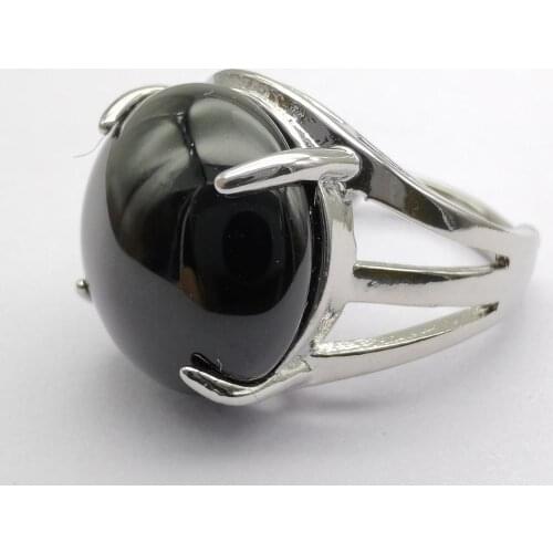Black Carnelian Stone Round Bead GEM Finger Ring Jewelry Size 8-9 X222