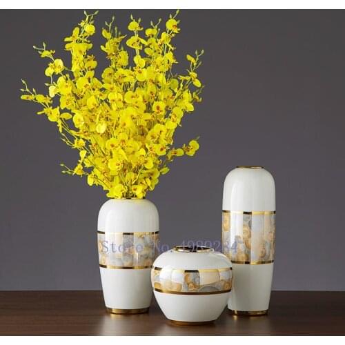 Creativity Ceramic Vase Porcelain Golden Crafts Flower Vase Flower Arrangement Hydroponics Accessories Modern Home Decoration