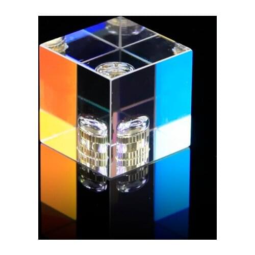 32mm*32mm Perforated Rainbow Cube Scientific Cube Optical Glass Prism Photography Accessories RGB Prism Hexagon Color Prism