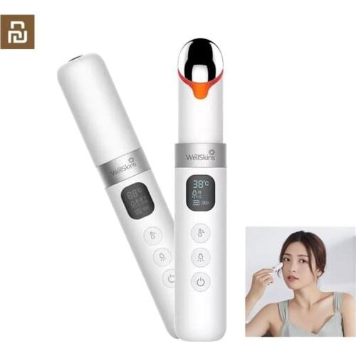 Youpin WellSkins LCD Display Color Light Eyes Massage Wand USB Heated Eye Beauty Stick 3 Gears Vibration Massager For Anti-Aging