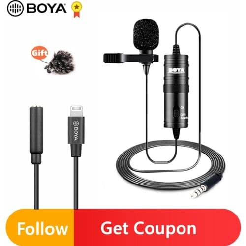 BOYA BY-M1 Lavalier Microphone Smartphone Condenser Mic for iPhone 12 11 Pro Max SLR Camera Video Recording Vlog YouTube