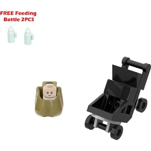 [MOC Hub] Baby & Trolley Building Blocks Toys 26556 25126 92590 Bricks DIY Infant Carriage Children Gifts