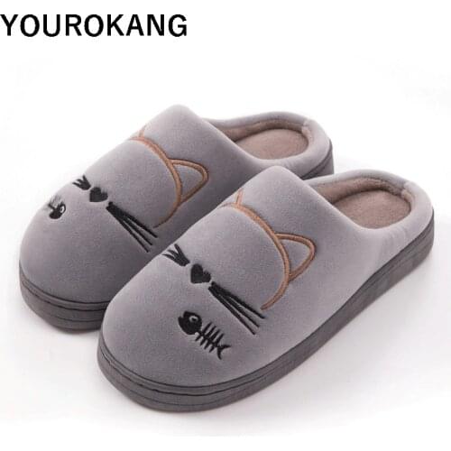 Men Shoes Warm Winter Home Slippers Cartoon Cute Lovers Plush Slipper Non-slip Household Footwear Soft Furry Couple Shoes New