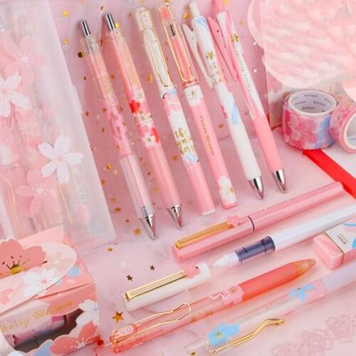 M&G 8pcs/batch Sakura Gel Gel Pen Set 0.5mm Gel Gel Pen Auto Pencil Quick-drying Refill for Office and School Supplies