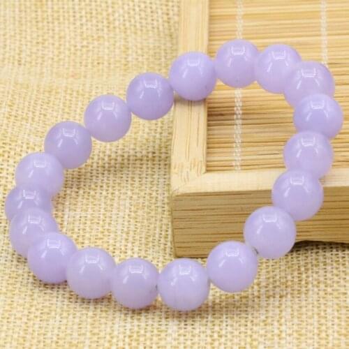New brand bracelet bangle for women purple natural stone jades chalcedony violet 10mm round beads hot sale jewelry7.5 inch B3168
