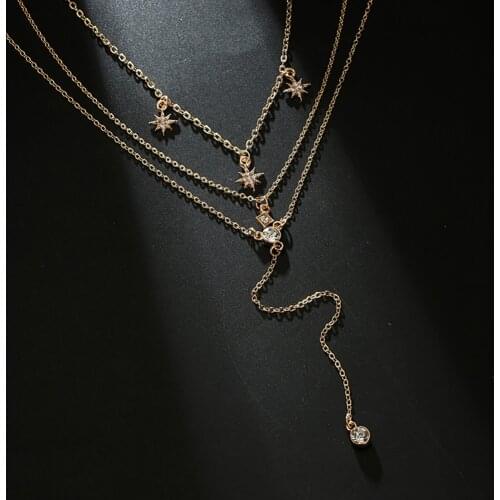 New Fashion Retro Moon World Map Circle Pendant Multilayer Gold Colodr Necklace Party Charm Jewelry Accessories For Women